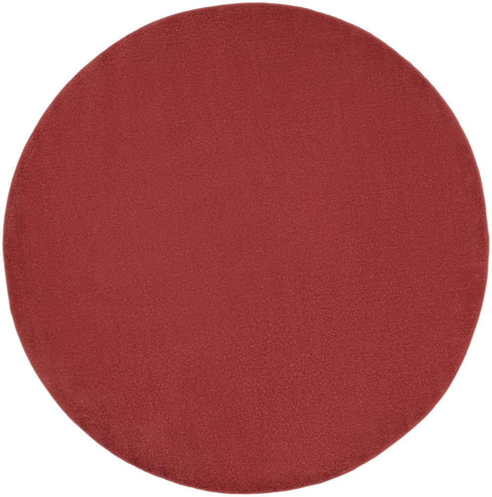 6' X 6' Brick Red Round Indoor Outdoor Area Rug