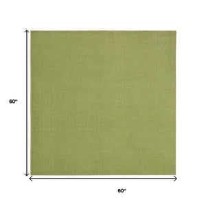 5' X 5' Green Square Indoor Outdoor Area Rug