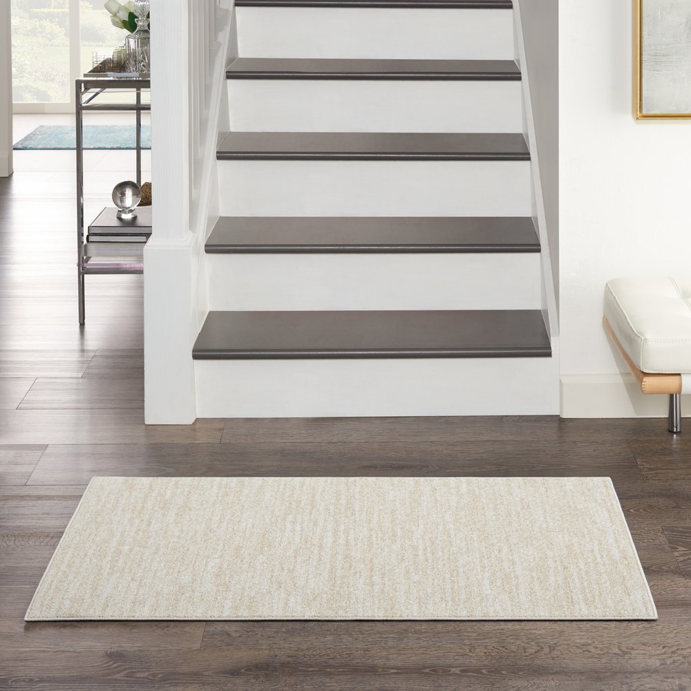 4' Runner Beige And Ivory Indoor Outdoor Runner Rug