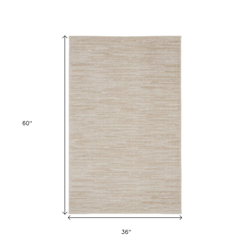 3' X 5' Beige And Ivory Indoor Outdoor Area Rug