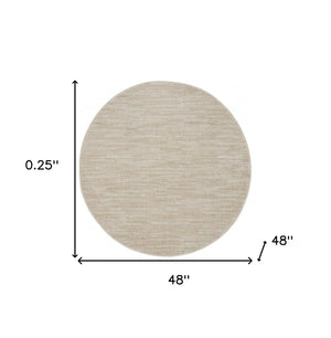 4' Beige And Ivory Round Indoor Outdoor Area Rug
