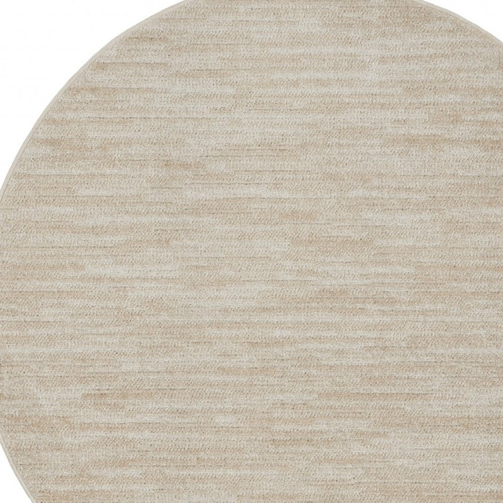 4' Beige And Ivory Round Indoor Outdoor Area Rug