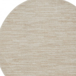 4' Beige And Ivory Round Indoor Outdoor Area Rug