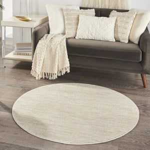 4' Beige And Ivory Round Indoor Outdoor Area Rug