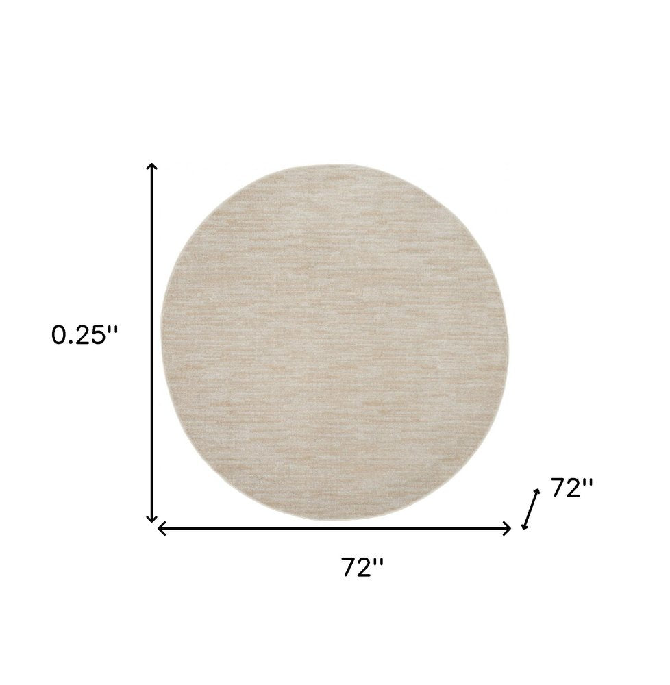 6' X 6' Beige And Ivory Round Indoor Outdoor Area Rug