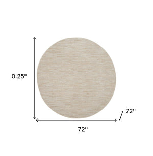6' X 6' Beige And Ivory Round Indoor Outdoor Area Rug