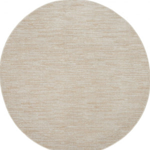 6' X 6' Beige And Ivory Round Indoor Outdoor Area Rug