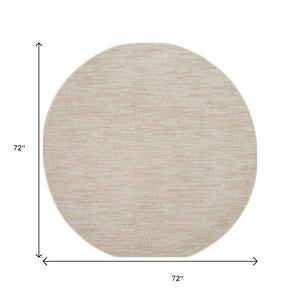 6' X 6' Beige And Ivory Round Indoor Outdoor Area Rug
