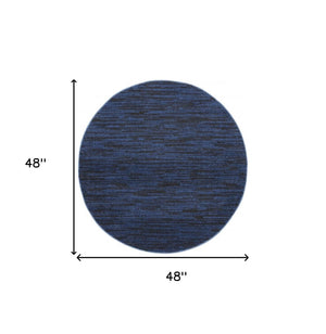 4' Blue Round Indoor Outdoor Area Rug