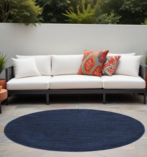 4' Blue Round Indoor Outdoor Area Rug