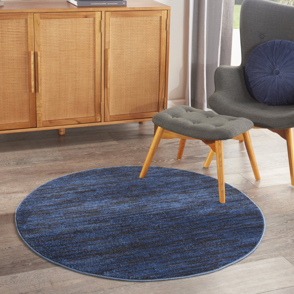 4' Blue Round Indoor Outdoor Area Rug