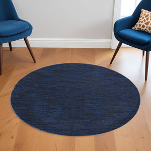 6' X 6' Blue Round Indoor Outdoor Area Rug