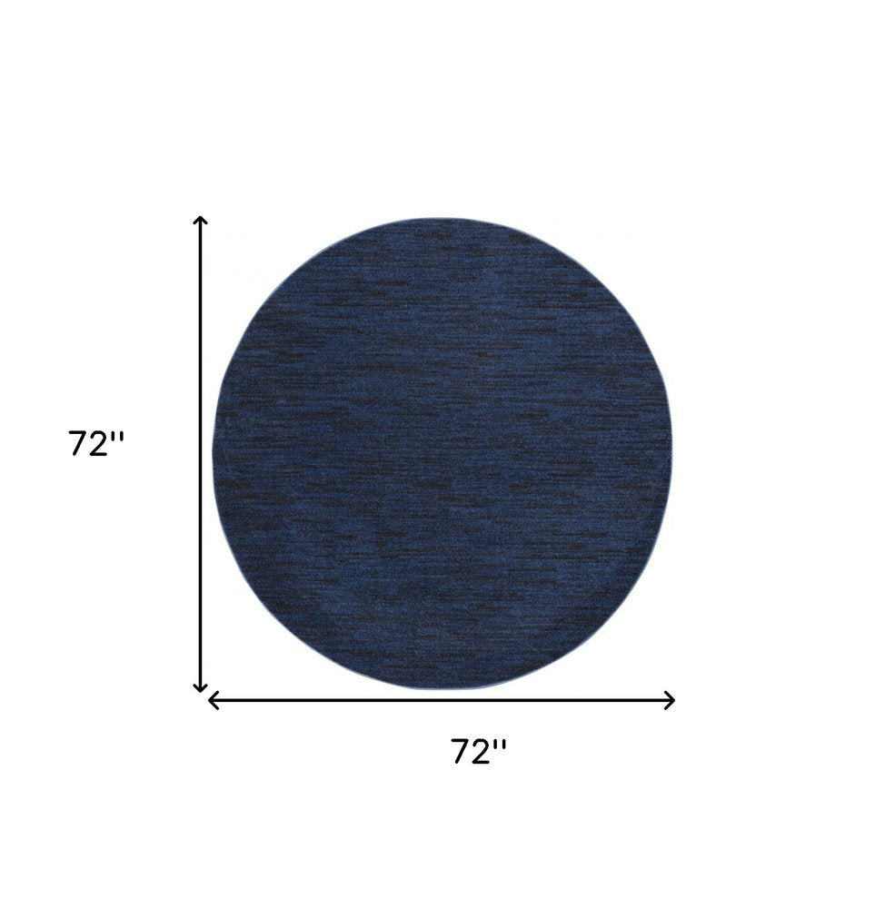 6' X 6' Blue Round Indoor Outdoor Area Rug