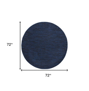 6' X 6' Blue Round Indoor Outdoor Area Rug
