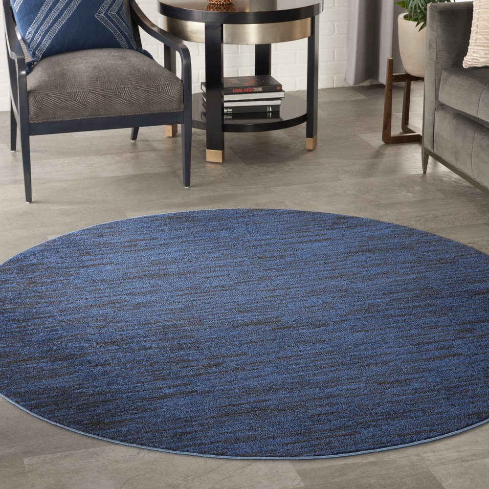 6' X 6' Blue Round Indoor Outdoor Area Rug