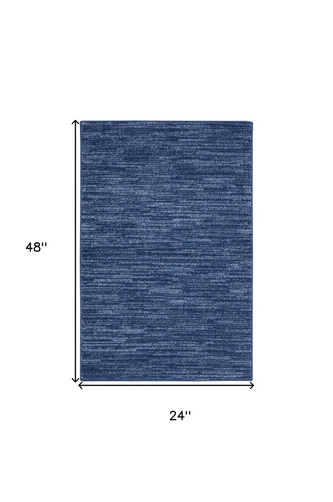 4' Runner Navy Blue Indoor Outdoor Runner Rug