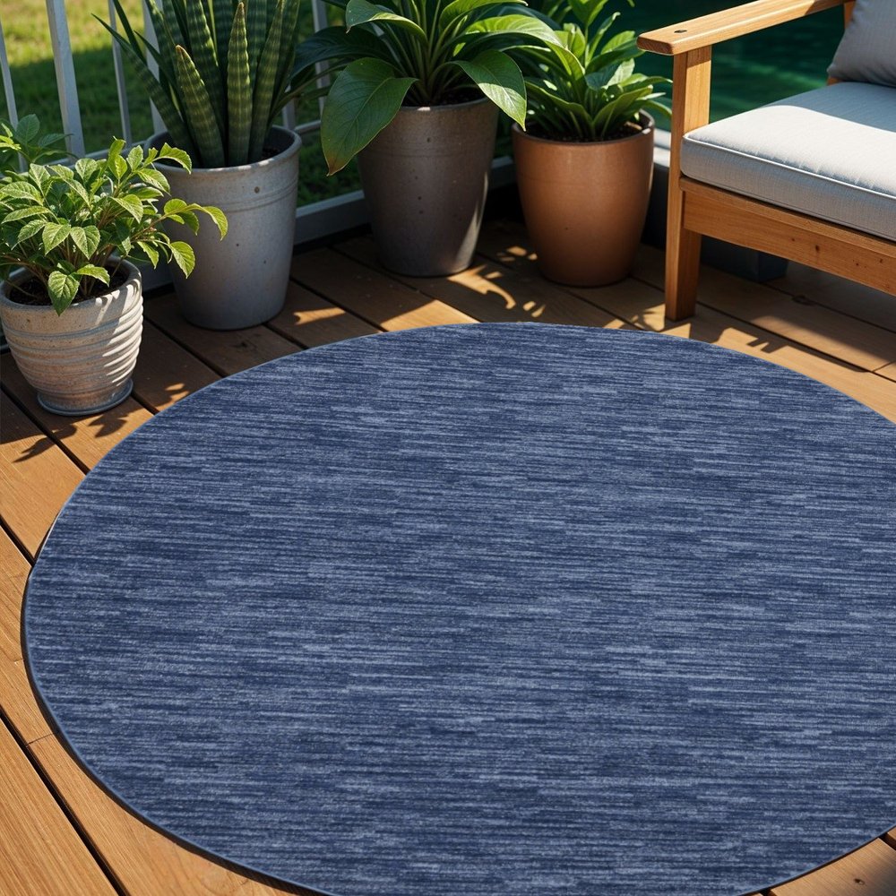 6' X 6' Blue Round Indoor Outdoor Area Rug