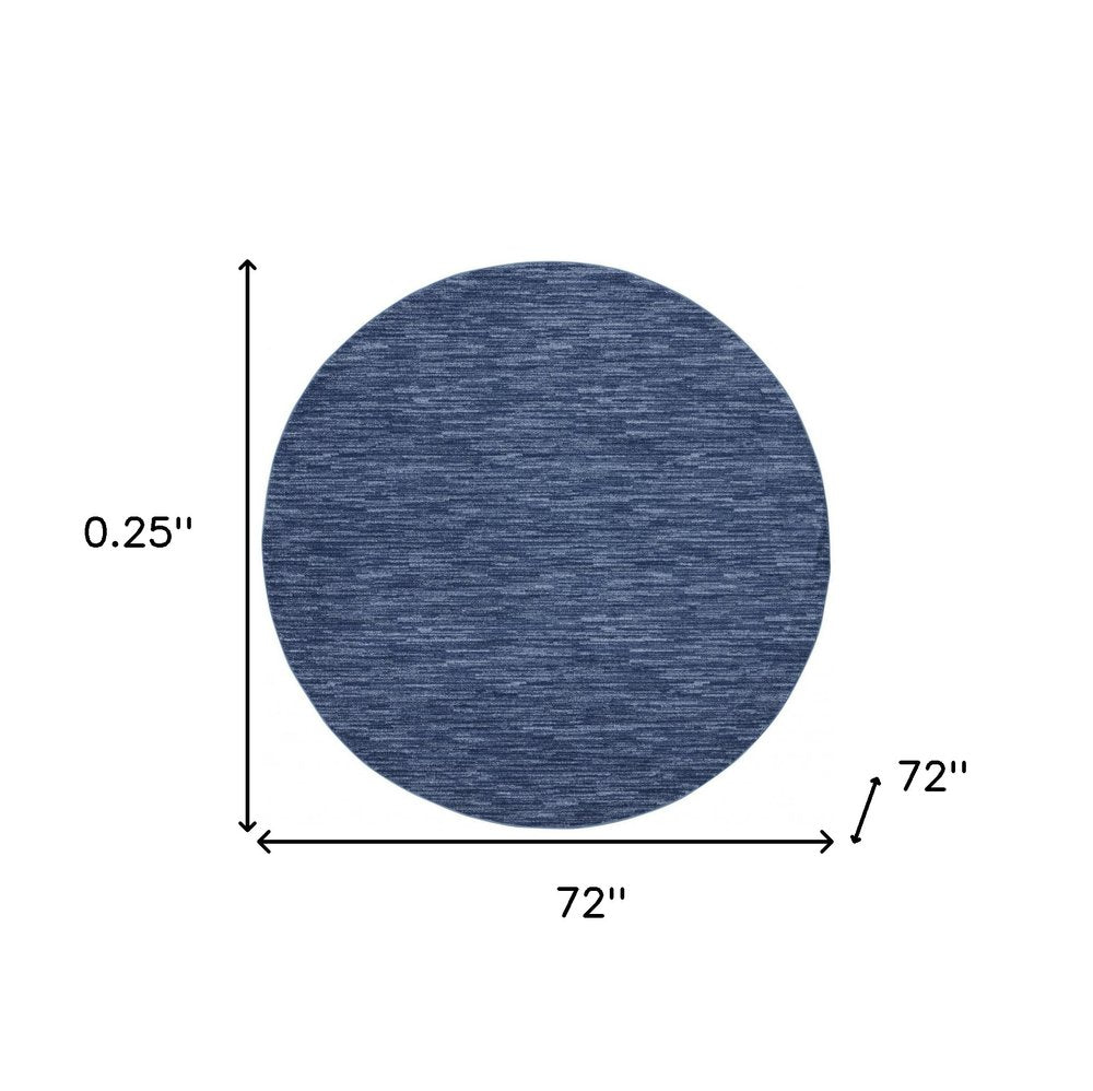 6' X 6' Blue Round Indoor Outdoor Area Rug