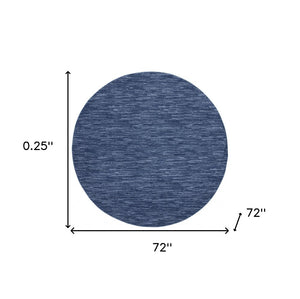 6' X 6' Blue Round Indoor Outdoor Area Rug