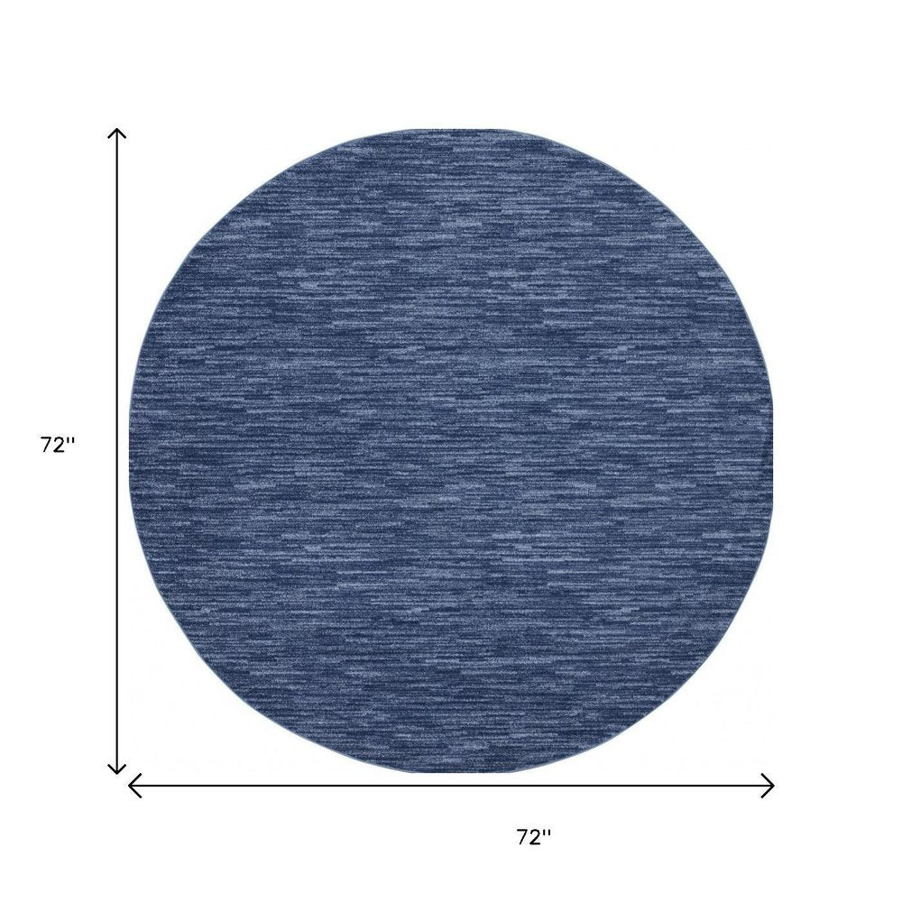 6' X 6' Blue Round Indoor Outdoor Area Rug