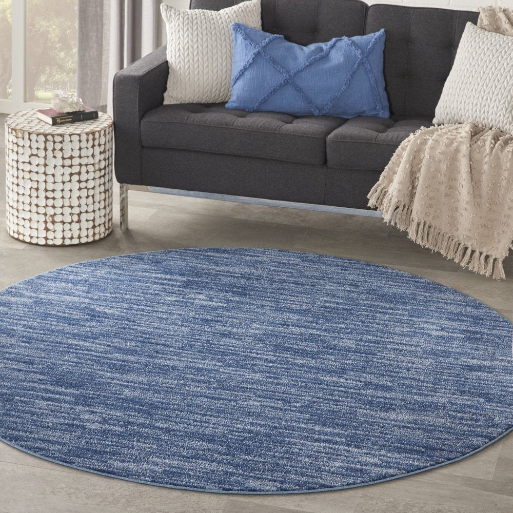 6' X 6' Blue Round Indoor Outdoor Area Rug