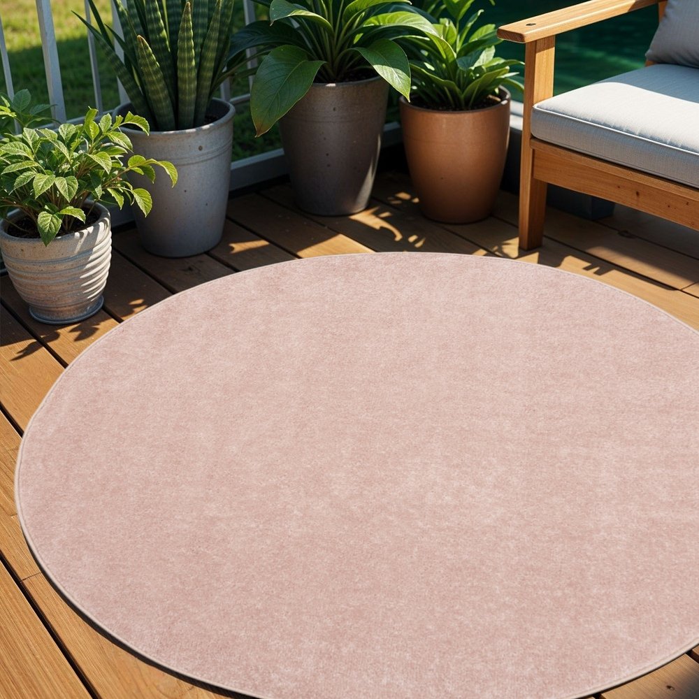4' Pink Round Indoor Outdoor Area Rug