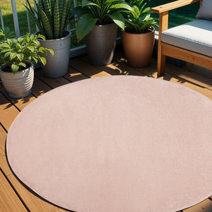 6' X 6' Pink Round Indoor Outdoor Area Rug