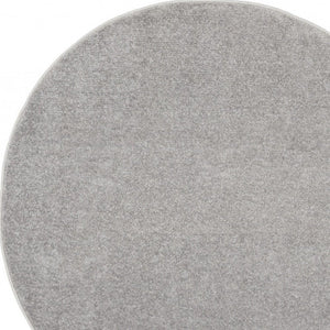 4' Gray Round Indoor Outdoor Area Rug