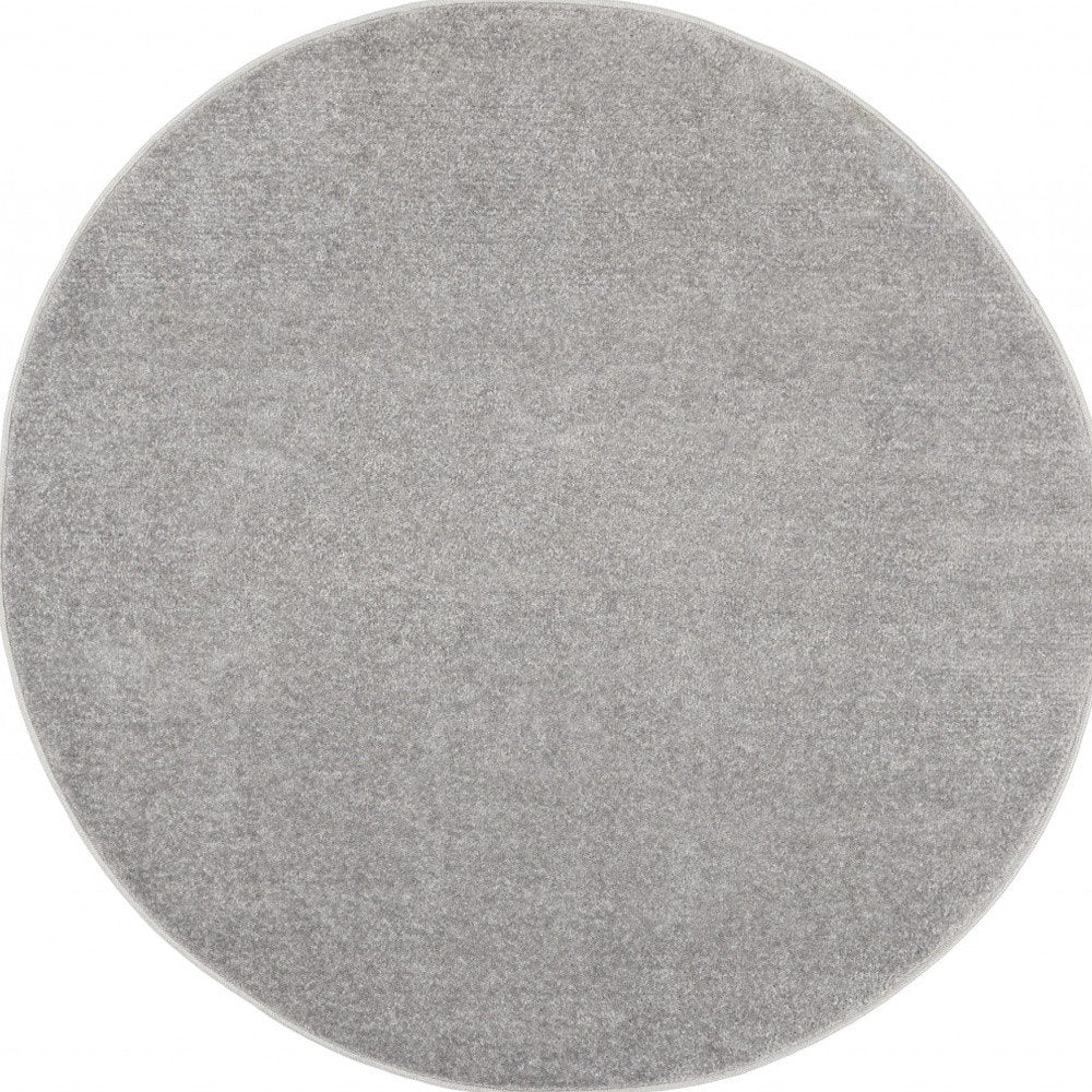 4' Gray Round Indoor Outdoor Area Rug