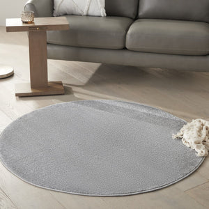 4' Gray Round Indoor Outdoor Area Rug