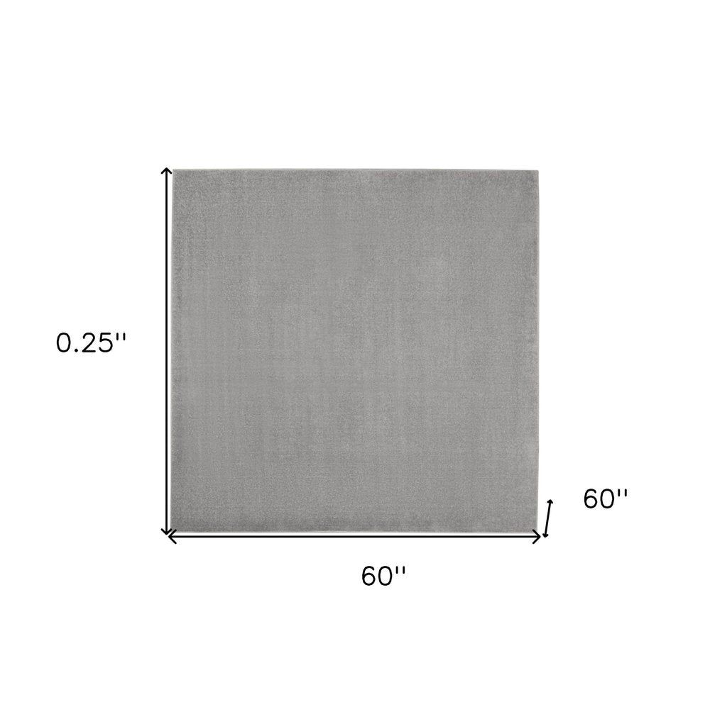 5' X 5' Gray Square Indoor Outdoor Area Rug