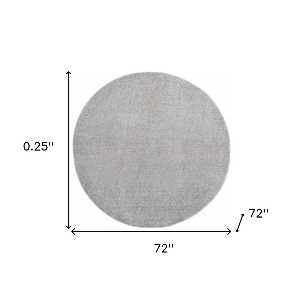 6' X 6' Gray Round Indoor Outdoor Area Rug