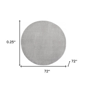 6' X 6' Gray Round Indoor Outdoor Area Rug