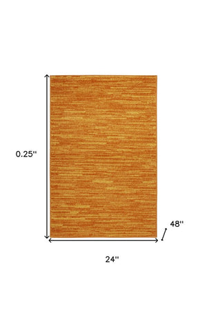 2' X 4' Orange Indoor Outdoor Runner Rug