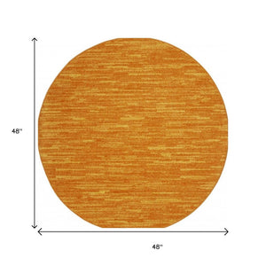 4' Orange Round Indoor Outdoor Area Rug