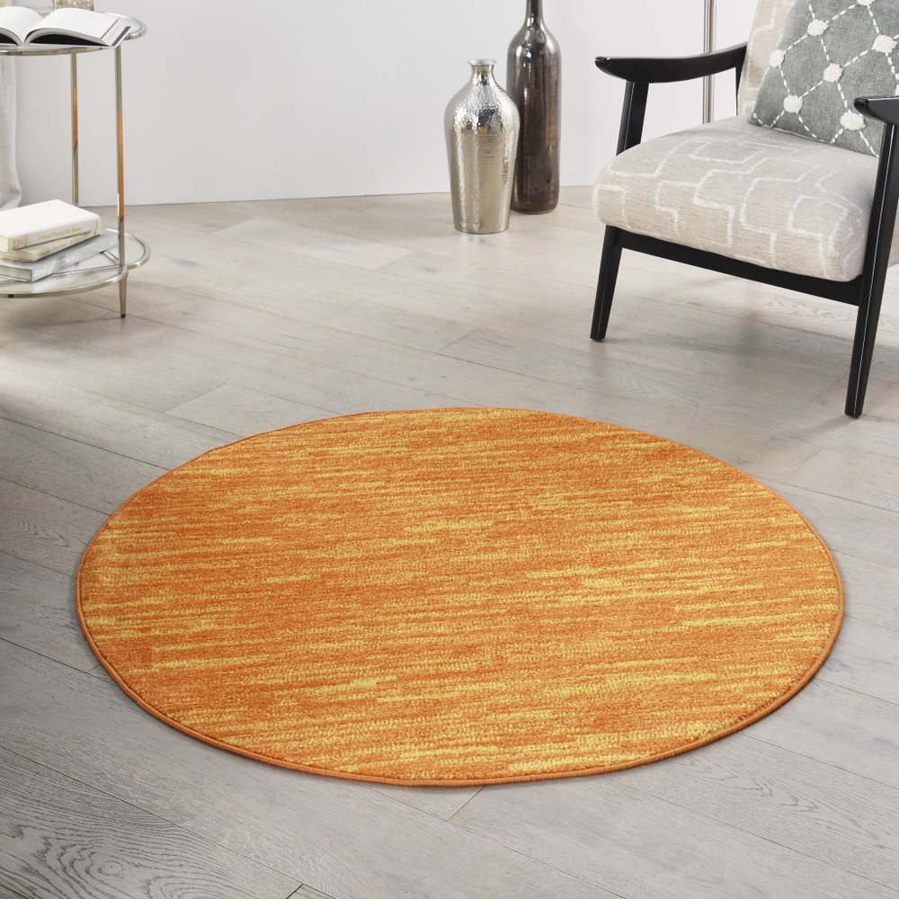 4' Orange Round Indoor Outdoor Area Rug
