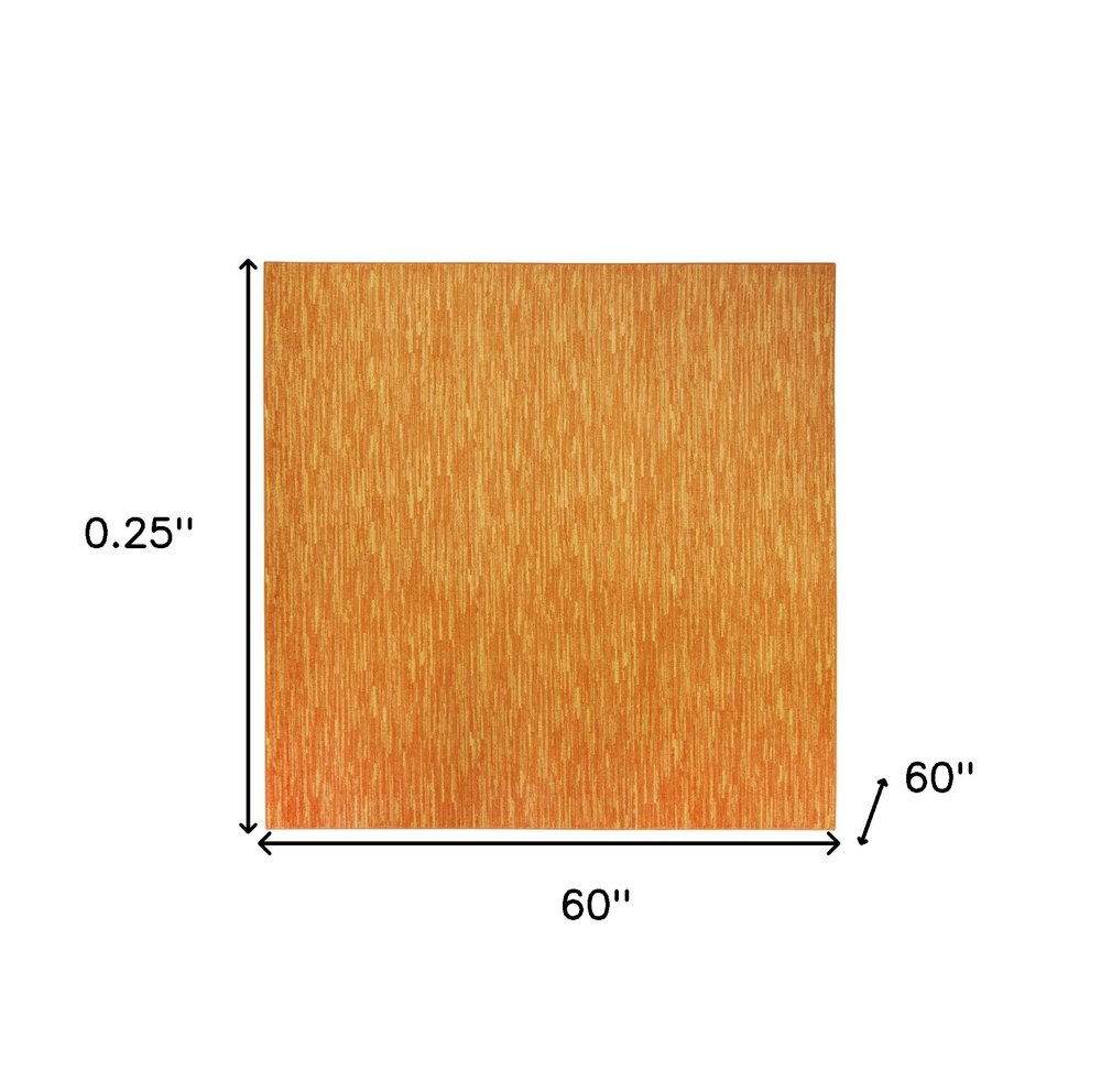5' X 5' Orange Square Indoor Outdoor Area Rug