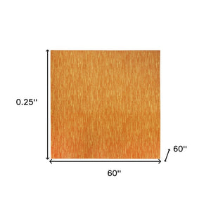 5' X 5' Orange Square Indoor Outdoor Area Rug