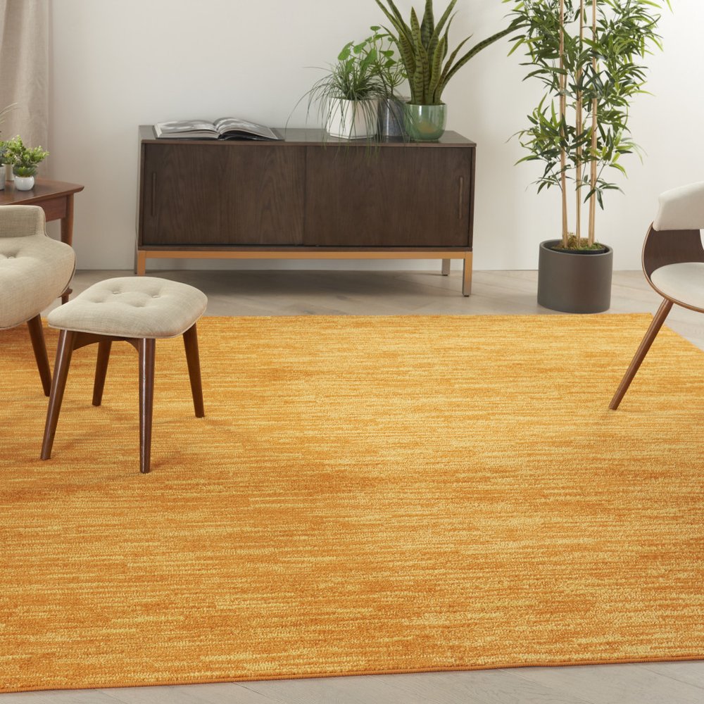 5' X 5' Orange Square Indoor Outdoor Area Rug