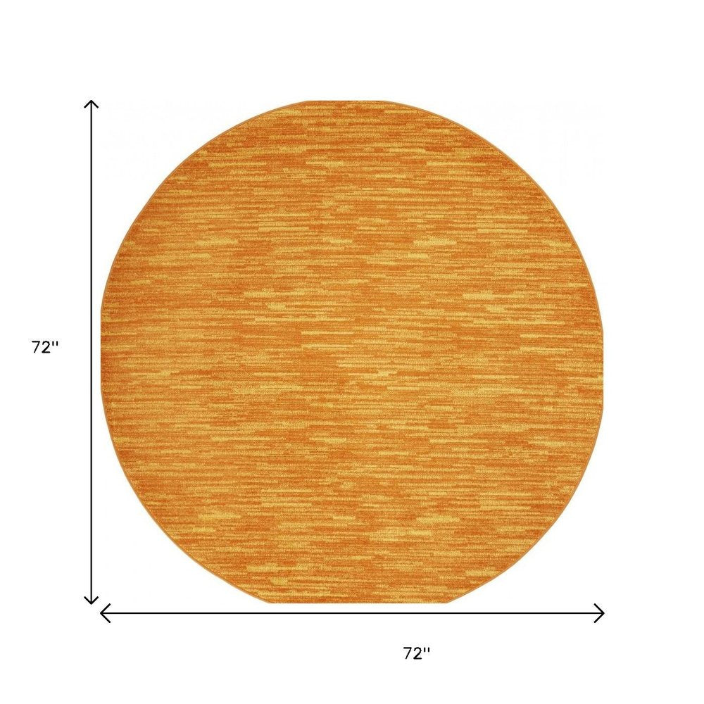 6' X 6' Orange Round Indoor Outdoor Area Rug
