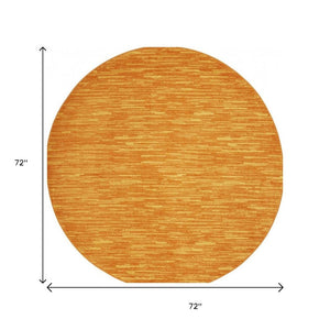 6' X 6' Orange Round Indoor Outdoor Area Rug