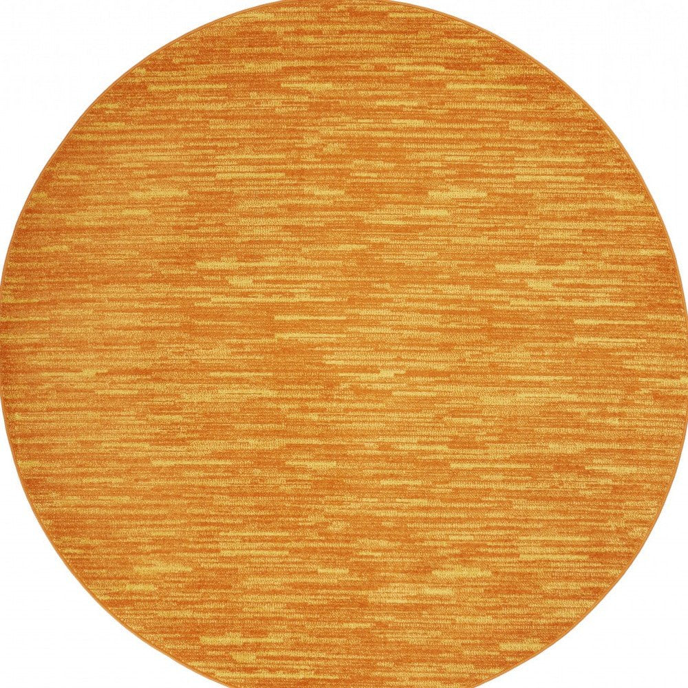 6' X 6' Orange Round Indoor Outdoor Area Rug