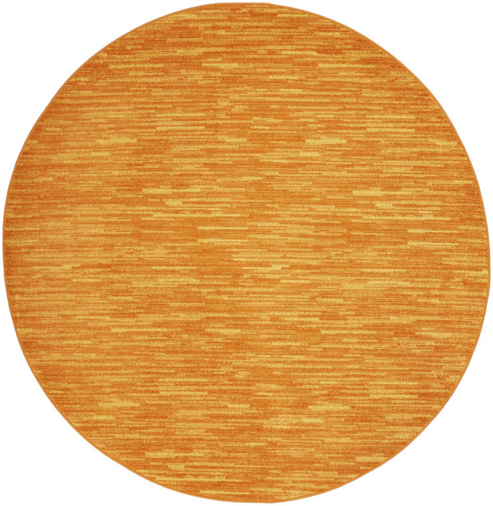 6' X 6' Orange Round Indoor Outdoor Area Rug