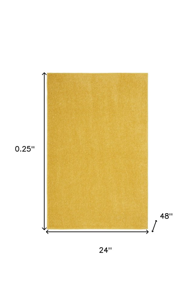 2' X 4' Yellow Indoor Outdoor Runner Rug