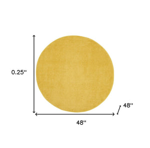 4' Yellow Round Indoor Outdoor Area Rug