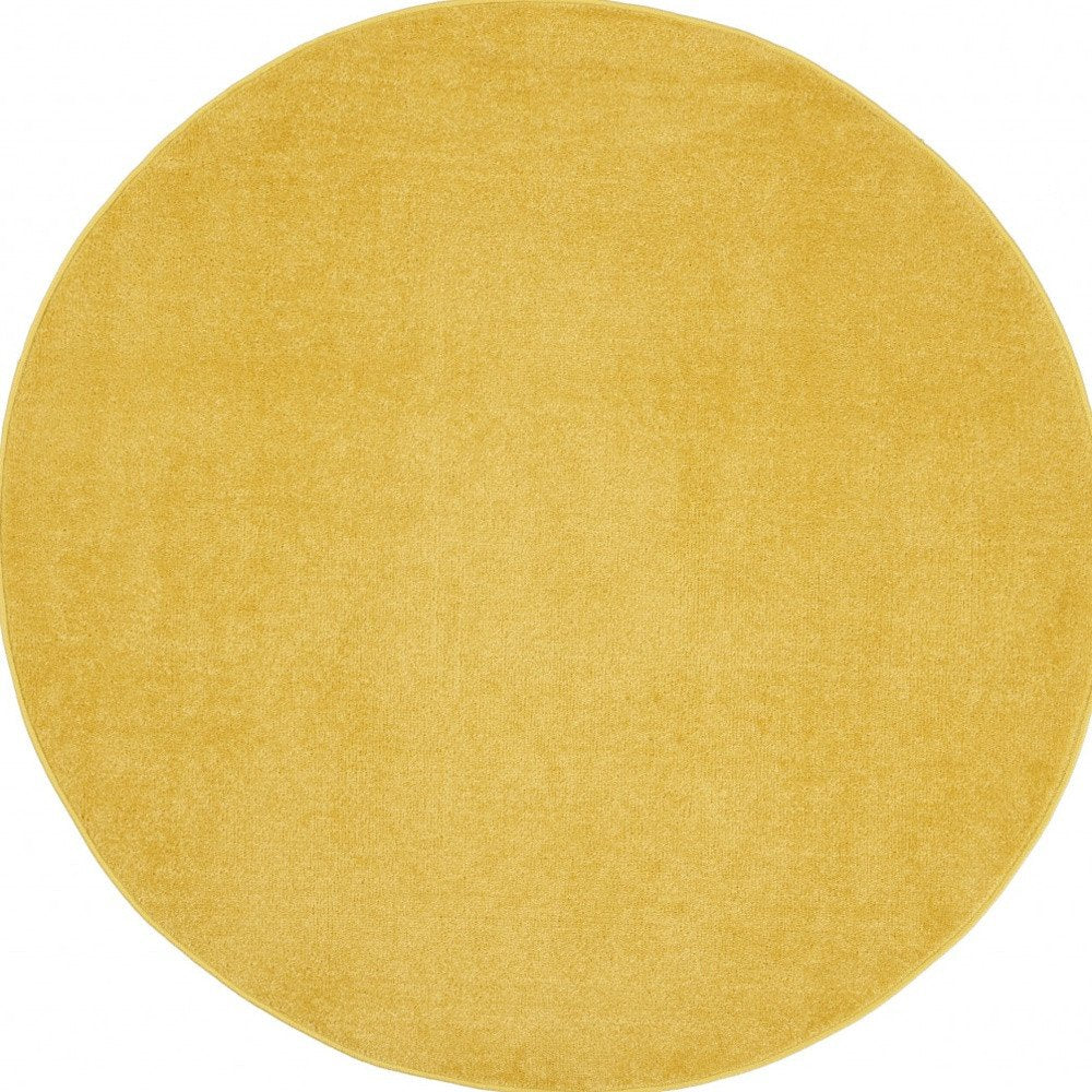 4' Yellow Round Indoor Outdoor Area Rug