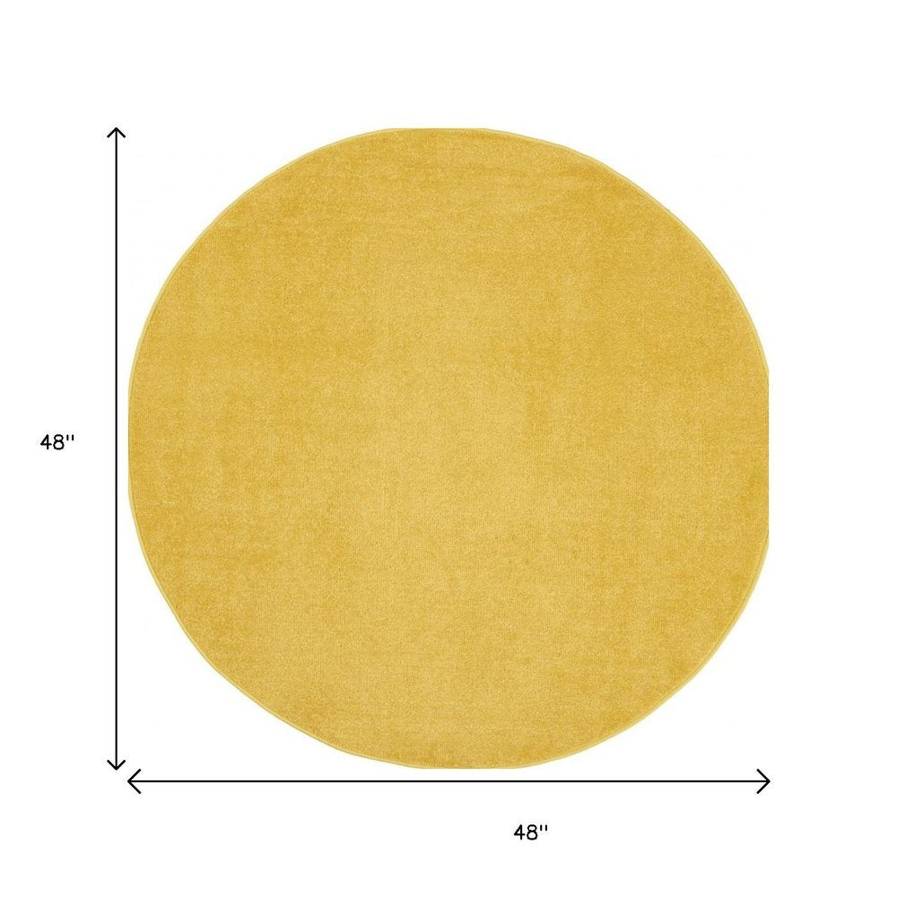 4' Yellow Round Indoor Outdoor Area Rug