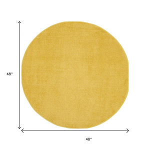 4' Yellow Round Indoor Outdoor Area Rug
