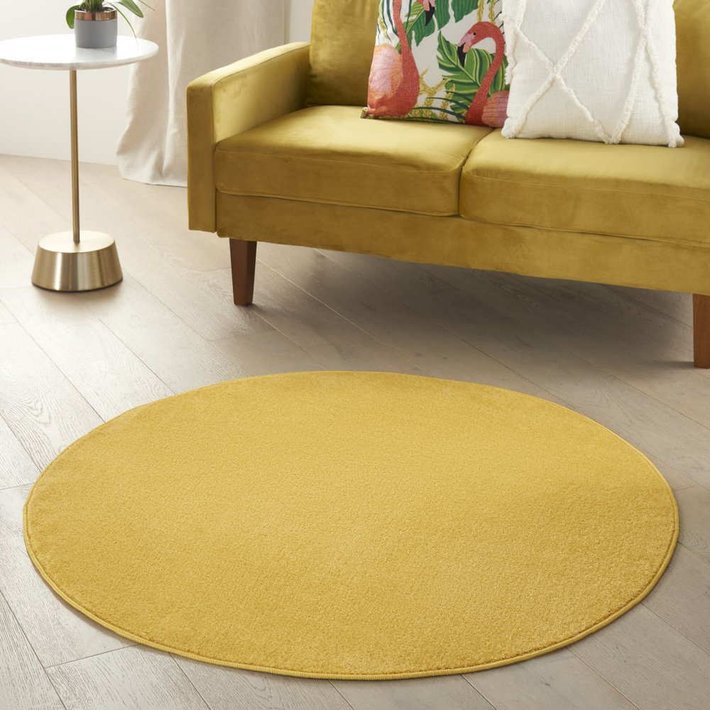 4' Yellow Round Indoor Outdoor Area Rug