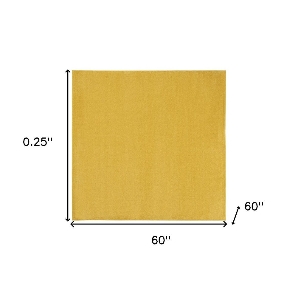 5' X 5' Yellow Square Indoor Outdoor Area Rug